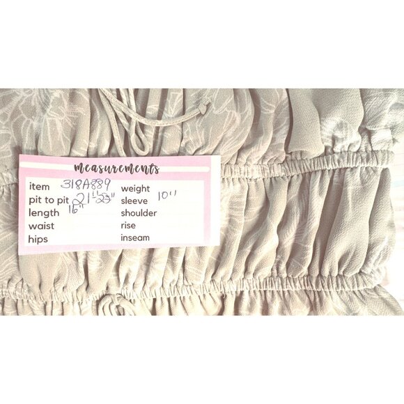 NWT WAYF Womens Medium Pistachio Green Floral Smocked Crop Top Elastic Waist - Picture 6 of 13